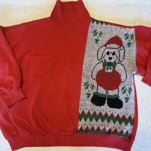 Vintage Women's Dashers Christmas Puppy Dog Knitted Sweatshirt - Medium